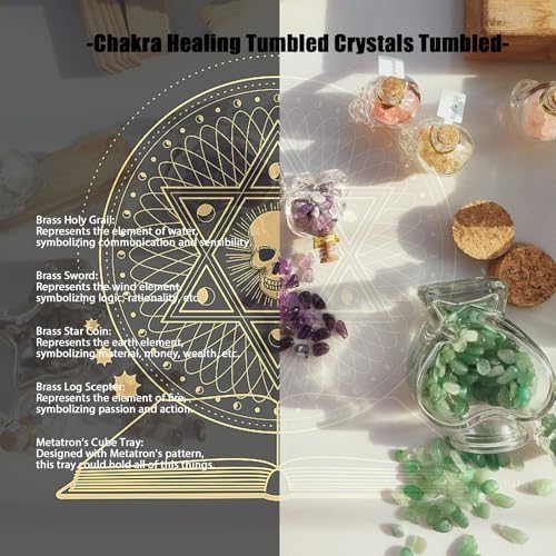 24Pcs Crystals and Healing MINI Stones with Skull Spell Jars-Crystal Chakra Stones Cute Glass Bottle-Healing Crystals