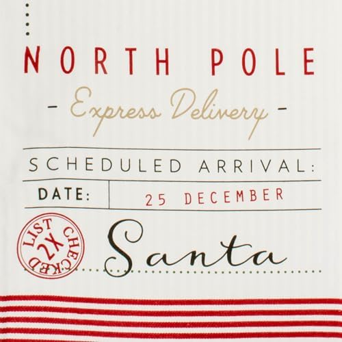 DII Christmas Kitchen Table Décor, Reversible Table Runner, 14x72, Off-White Santa's Workshop
