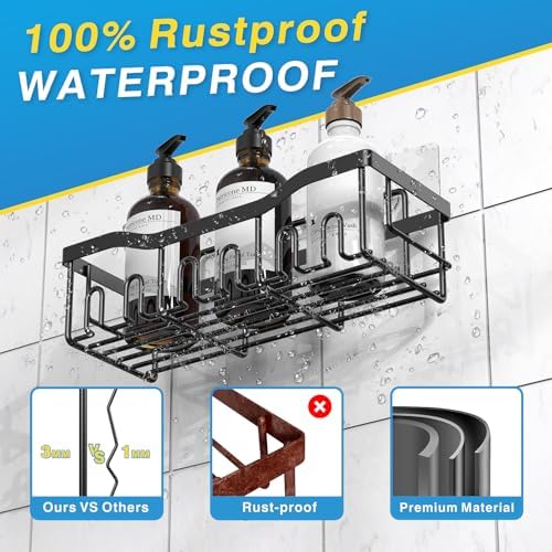 EUDELE Adhesive Shower Caddy, 5 Pack Rustproof Stainless Steel Bath Organizers With Large Capacity, No Drilling Shelves