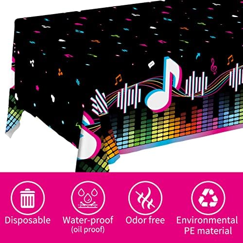 Gatherfun Music Party Disposable Tablecloth, Plastic Table Cover for Music Themed Birthday Party, 3 PCS, 54”x108”