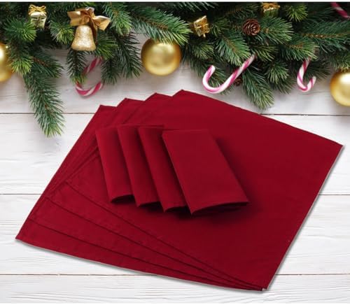 Red Cloth Napkins Set of 8,Washable,Absorbent(Burgundy)