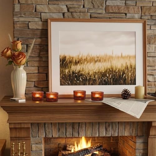 12 Pack Tealight Amber Candle Holders, Votive Tea Light Candle Holder