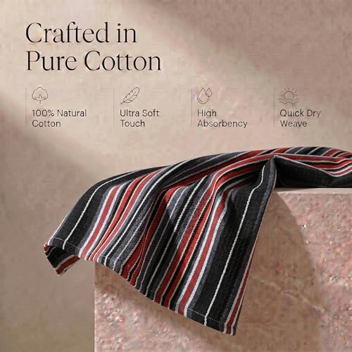 Urban Villa Kitchen Towels Cotton Dish Towels 20”x30” (Set of 6) Black