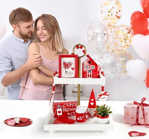 Valentine's Day Decorations for Home Office 8 PCS Tiered Tray Decor Set