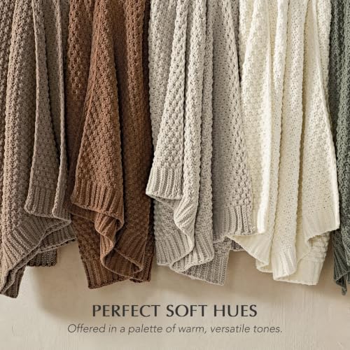EVERGRACEHOME Chunky Chenille Knit Throw Blanket, 50 x 60, Rosewood
