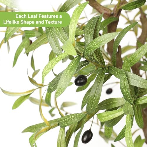 FEELEAD 8ft Faux Olive Tree - Realistic Large Olive Trees Artificial Indoor