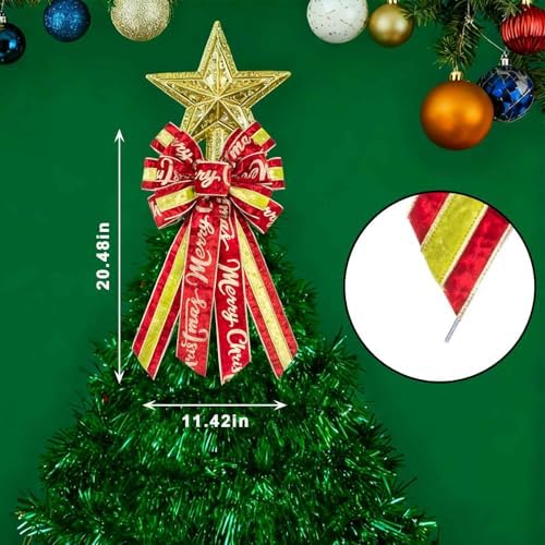 Estivaux Large Christmas Bows for Wreath, Red Green Velvet Xmas Wreath Bow Bows Winter Holiday Tree Topper Bow for Front Door Christmas Party Decorations