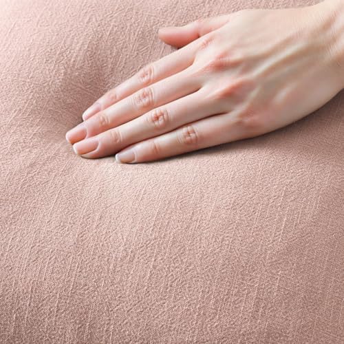 MIULEE Boho Linen Fringe Decorative Throw Pillow Covers Pink 20x20