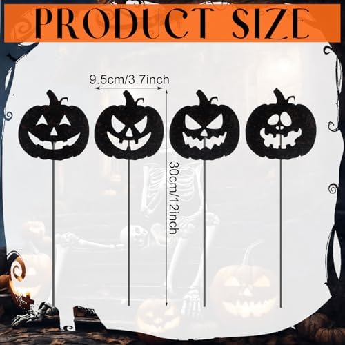 Chunful 4pcs Halloween Decorative Garden Stakes Jack O Pumpkin Garden Stake