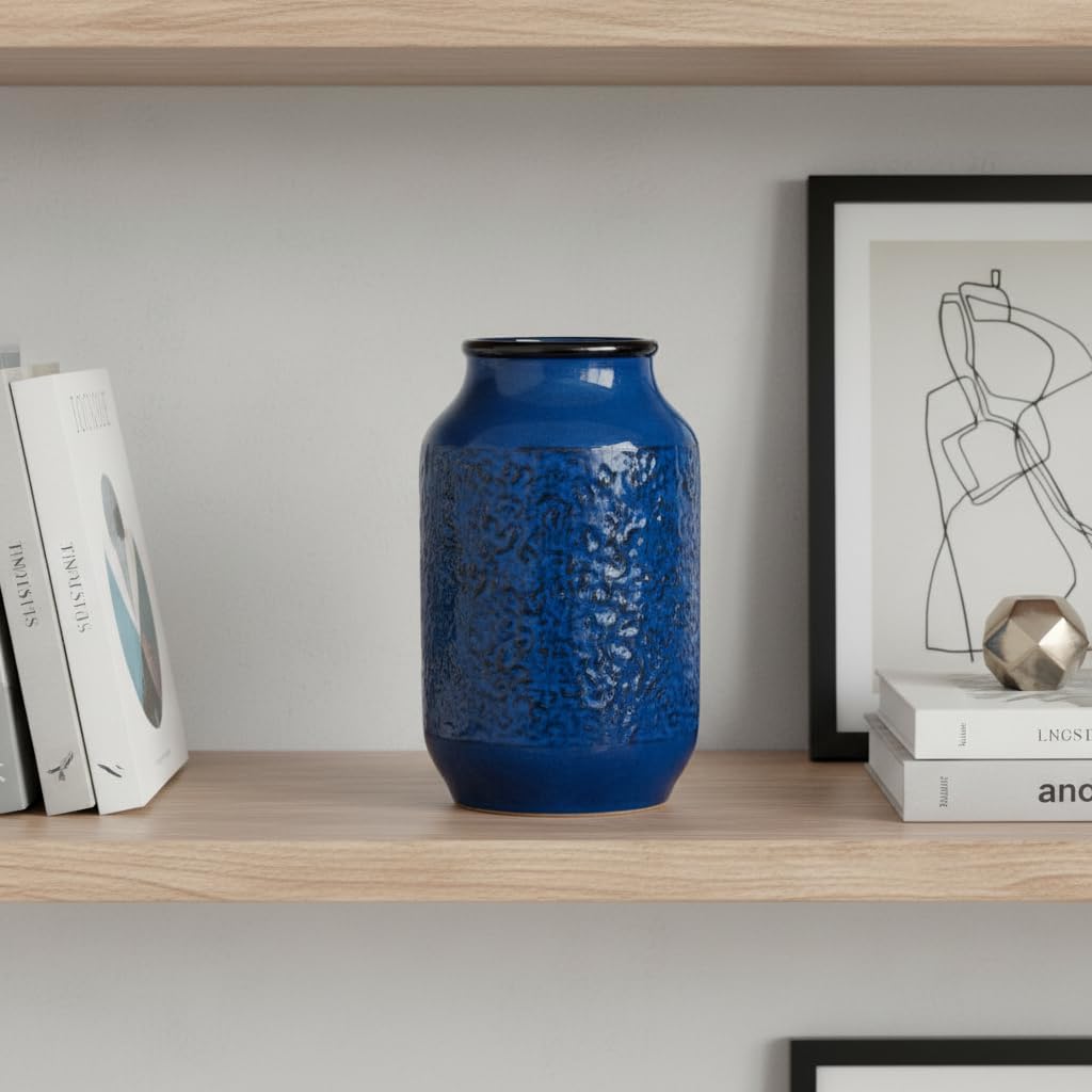 Ceramic Flower Vase / Blue - 2 / 9 Inch