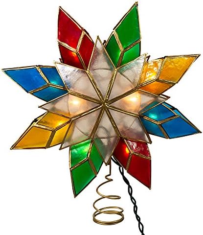 Kurt Adler 10-Light Multi-Color Capiz Star Tree Topper