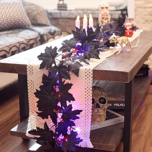 Valery Madelyn 9ft Halloween Garland with Lights for Mantle Party Decor