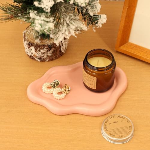 Ceramic Jewelry Tray Trinket Dish / Pink / 7.7 x 5.3 x 0.6