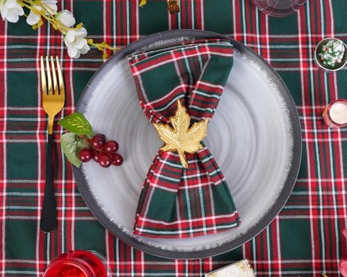 Blue Needles Gingham Buffalo Plaid Cotton Dinner Napkins Set of 12-18"x18"