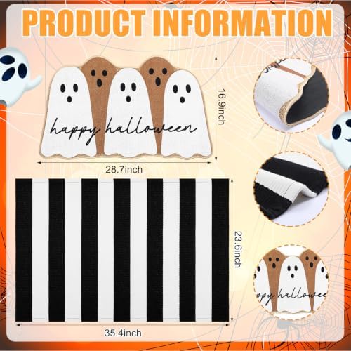 Tinideya 2 Pcs Halloween Door Mats Outdoor Layered Ghost Front Door Mat