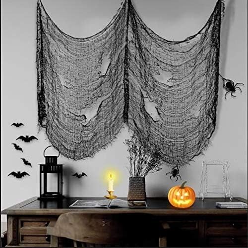 6 Pack Creepy Cloth 30 x 72 Inch, Spooky Halloween Polyester Decorations Scary Gauze Cloth Doorways Indoor Halloween Decorations Outdoor Yard Home Wall Decor