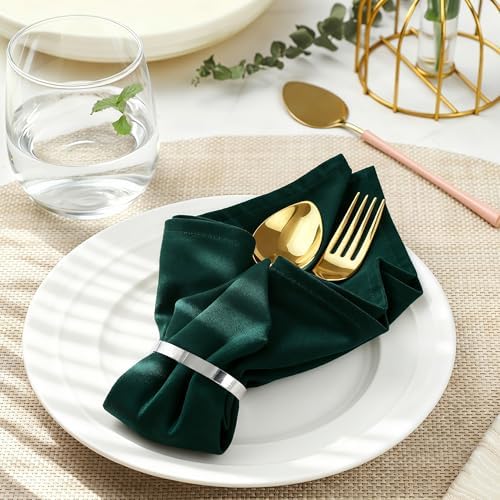 100 Pcs Silver Napkin Rings Bulk, Exquisite Round Napkin Ring Buckles, Suitable for Family Dinners, Weddings, Holiday Parties