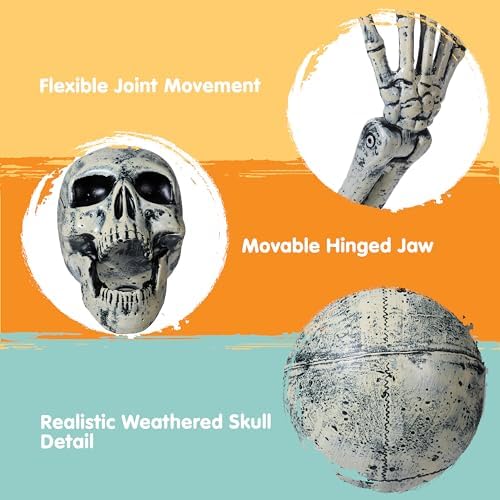 JOYIN 3 Pcs Halloween Skeleton Decorations Outdoor, Realistic Looking Skeleton Yard Stakes, Groundbreaker Skull Decor for Graveyard Yard Lawn Garden Party Supplies