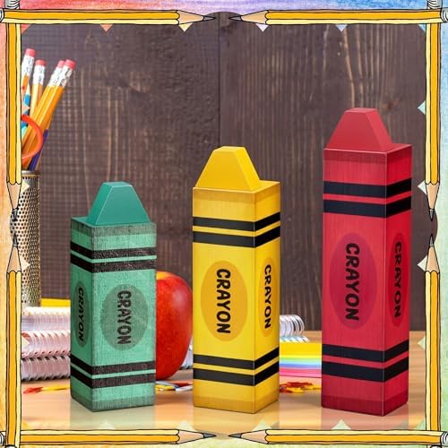 GlikCeil 3 Pcs Back to School Table Decoration Crayon Classroom Decor