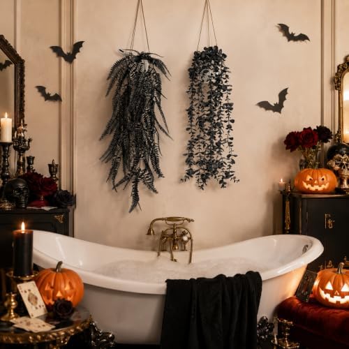 Der Rose 4 Pcs Fake Hanging Plants for Halloween Bathroom Decor Indoor