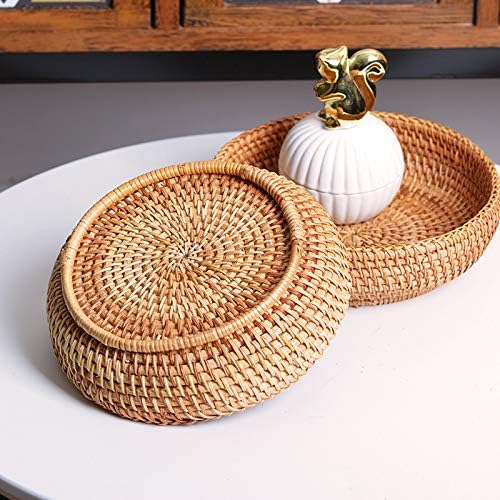 Small Round Keys Basket for Entryway Woven Baskets for Organizing Tabletop Decorative Wicker
