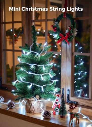 Minetom Pure White Christmas String Lights 100 Count 20 Feet, White Wire