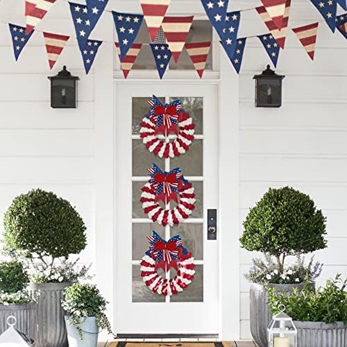 SIMISI RIBBON 4th of July Bow Red White Blue Wreath Bows Patriotic Decoration for Memorial Day, Veteran's Day (9.5 x 13 inch)