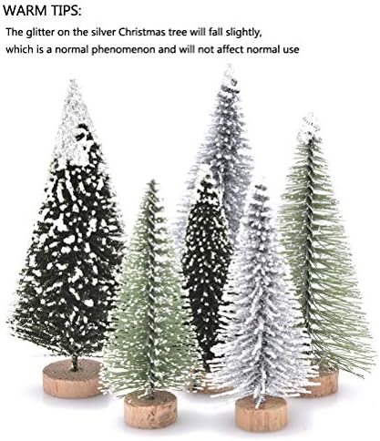 30 Pcs Mini Christmas Trees DIY Xmas Bottle Brush Trees Miniature Sisal Snow Frost Fir Small Artificial Trees Tabletop Trees with Wooden Bases Micro Scenery Landscape Trees for Christmas Party Decor