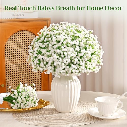150Pcs Baby Breath Flowers Artificial Bulk, White Babys Breath Fake Flowers