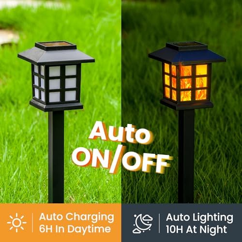 GIGALUMI Solar Lights Outdoor Waterproof 12 Pack, LED Garden Decor