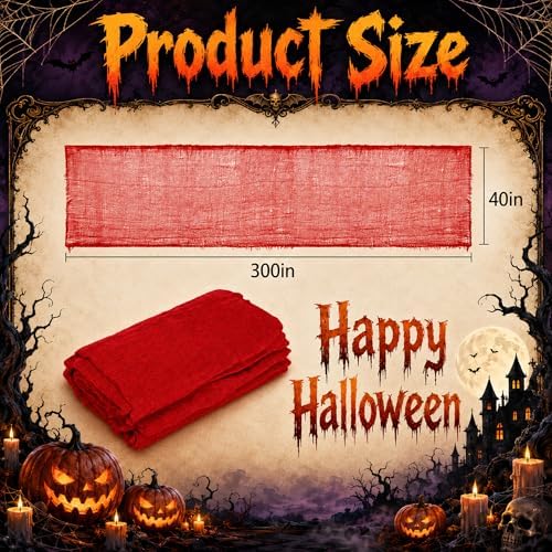 RunNico 300"x39" Large Halloween Scary Gauze, Spooky Cloth Party Decoration