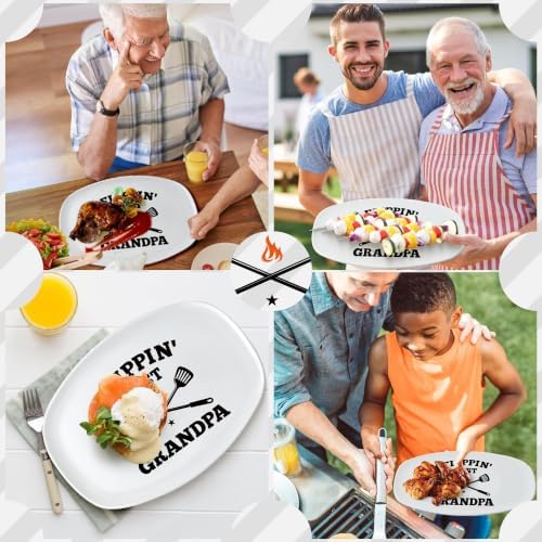 R HORSE Grandpa Grill Platter Gift, BBQ White Oval Melamine Serving Tray