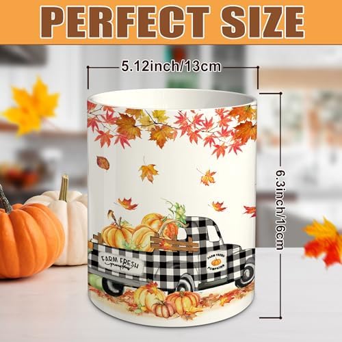 pinata Fall Kitchen Decor, Ceramic Fall Truck Pumpkin Utensil Holder