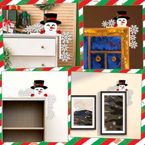 Yaocom11.8" x 11.8" Metal Christmas Door Topper, Snowman Door Frame Decor