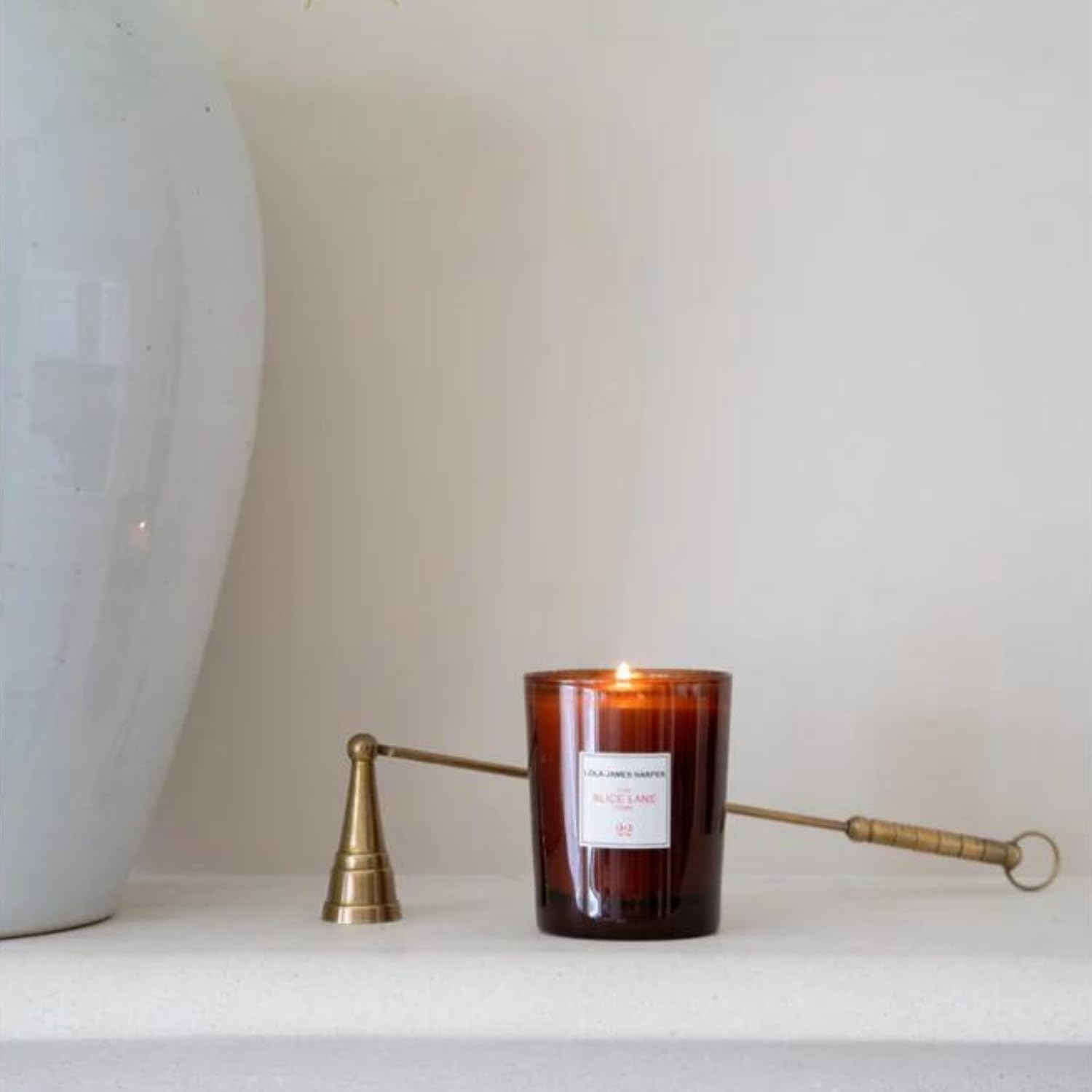 Antique Brass Candle Snuffer Long Handle Flame Extinguisher 11.5 | Tapered Bell, Slim Profile, One-of-a-Kind Accent