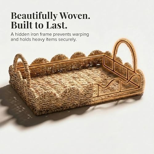 Seagrass Decorative Tray / Natural Seagrass / 13.8 x 9.8 x 5