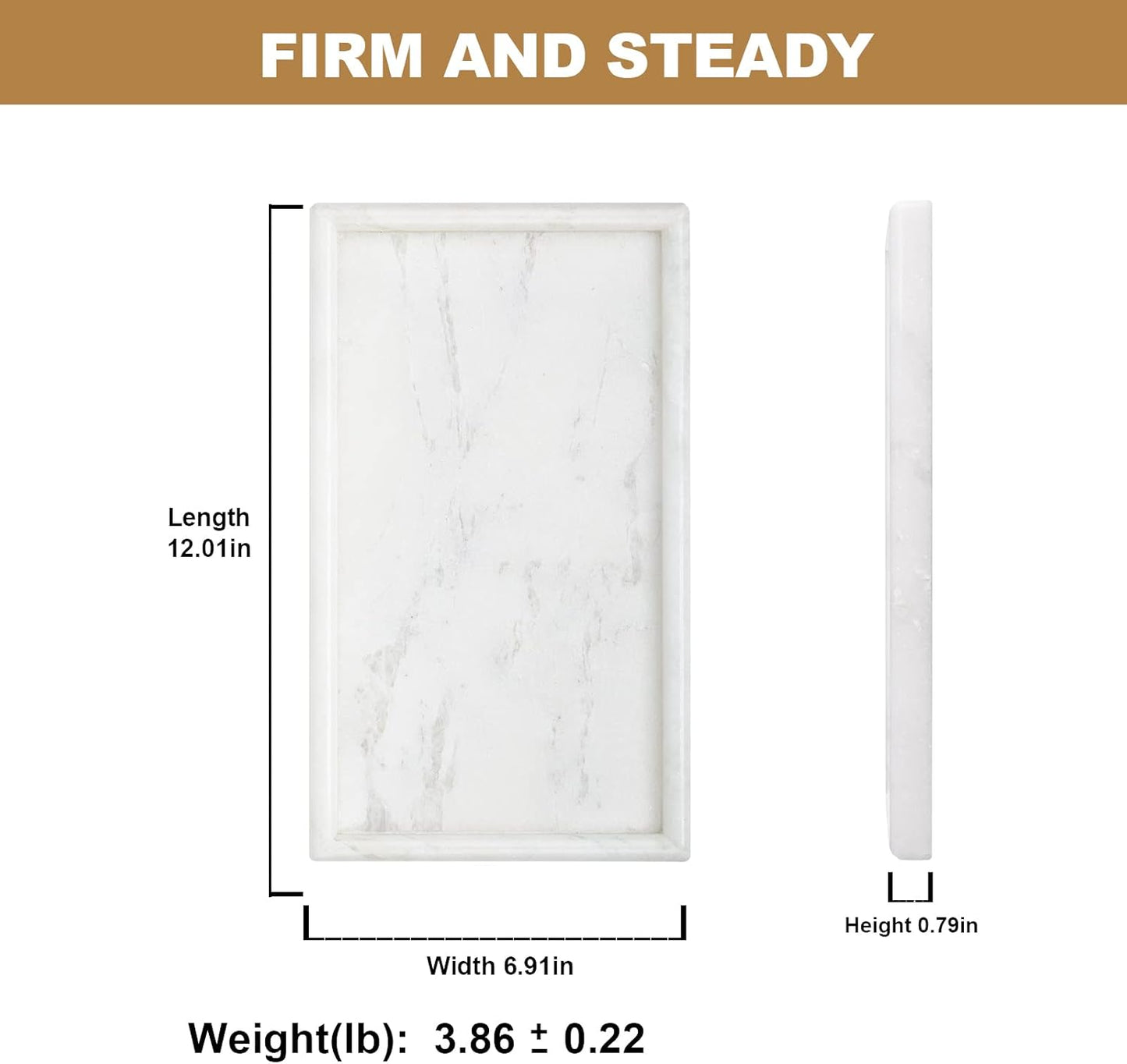 Perfume Candle Tray / White Marble-namib Fantasy / 12 x 7 x 0.8