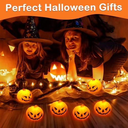 6 Pack Halloween Pumpkin Flameless Candles Battery Operated LED Tealight Candles for Home Room Decorations, Light Up Halloween Decorations Indoor for Table Party Office Fireplace halloween Gifts