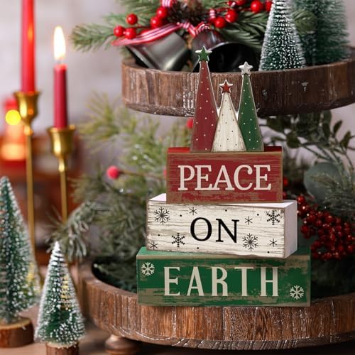 Lineshading 4 Pcs Christmas Table Decoration Wooden Christmas Tree Signs