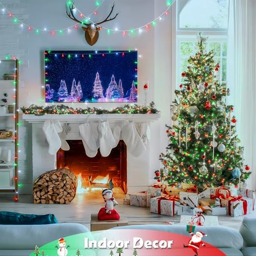 JMEXSUSS 2 Pack 100 LED Red White and Green Christmas Lights