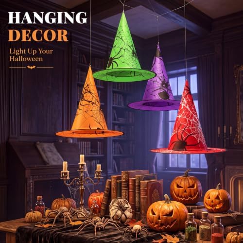 Suhine 12 Pcs Halloween Witch Hat Decor