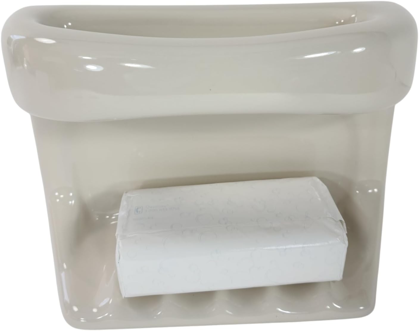 Bone Almond Ceramic Soap Dish Tray Cloth Bar Washcloth Holder Bath Shower Bathtub / Beige