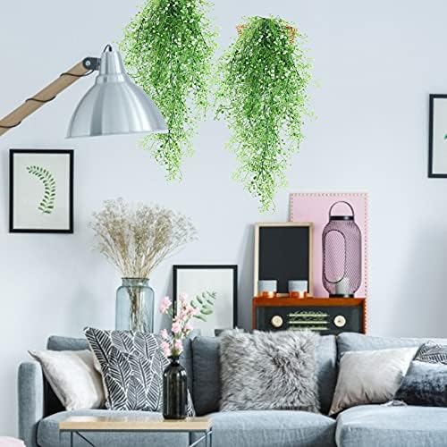RECUTMS 4Pcs Artificial Hanging Wisteria Plants 31.5In Plastic White Ivy
