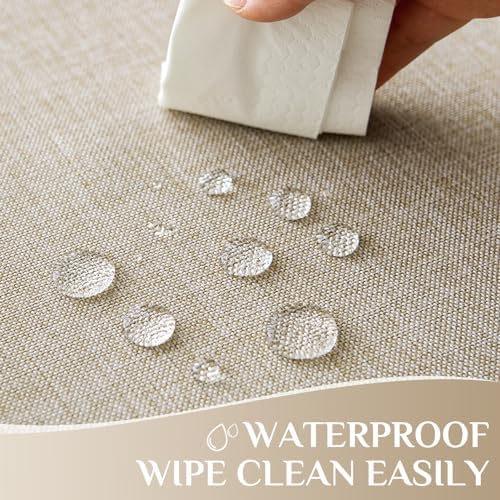 Softalker Beige Tablecloths Rectangular 84 x 60 inch Linen Textured Table Cloth Waterproof, Stain and Wrinkle Resistant, Outdoor Table Cloth for 6 Foot Rectangle Table Decor for Spring Party Birthday