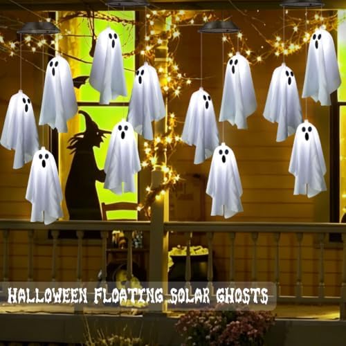 2Pack Hanging Ghosts Swing Solar Lights Halloween Decorations