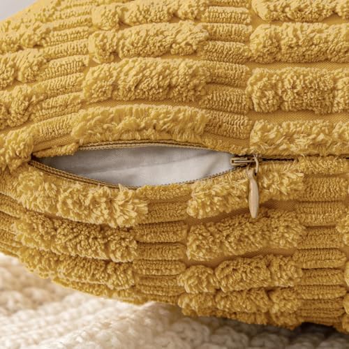 MIULEE Corduroy Decorative Throw Pillow Covers 20x20 Yellow Pack of 2