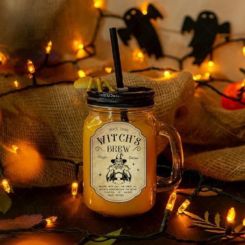 36Pcs Halloween Wine Bottle Label Stickers Retro Scary Potion Bottle Labels