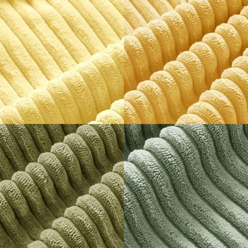MIULEE Soft Corduroy Decorative Throw Pillow Covers Yellow Green 20x20
