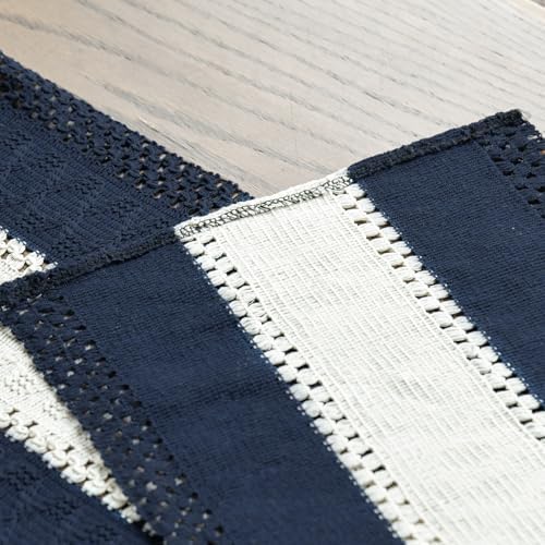 Artoid Mode Dark Blue Farmhouse Woven Table Runner 12x48 Inch