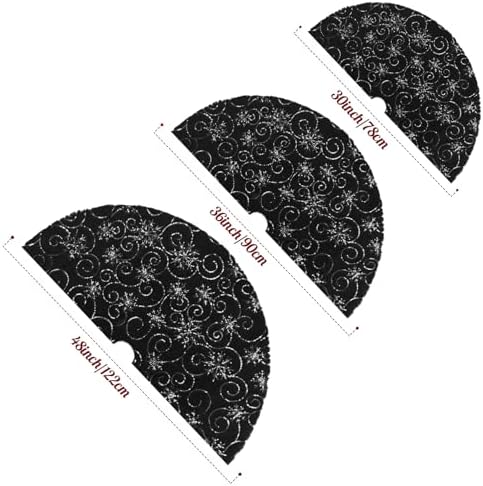 Christmas Tree Skirt Black 48 inch Silver Christmas Tree Skirt Snowflakes Faux Fur for Xmas Holiday Home Party Decorations